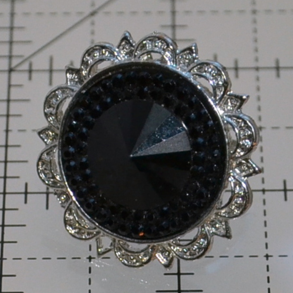 big vintage adjustable ring silver black filigree